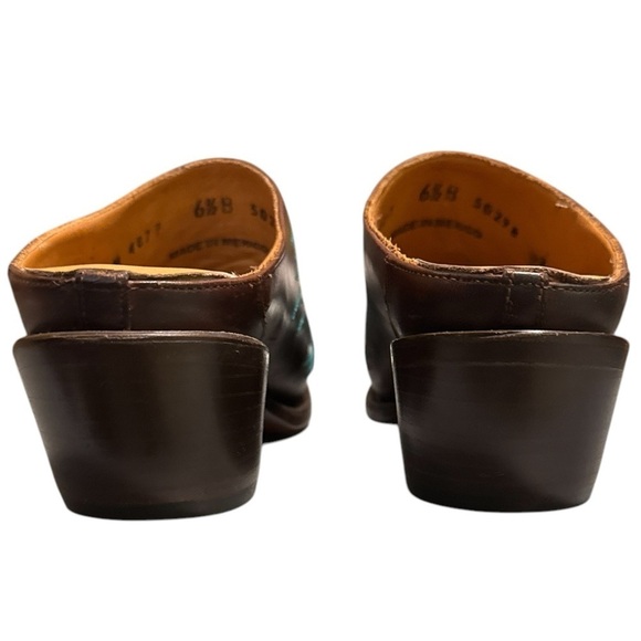 Lucchese Women's Burgundy w/Turquoise Stitched Western Mule Slide  Size 6.5B - Picture 5 of 8